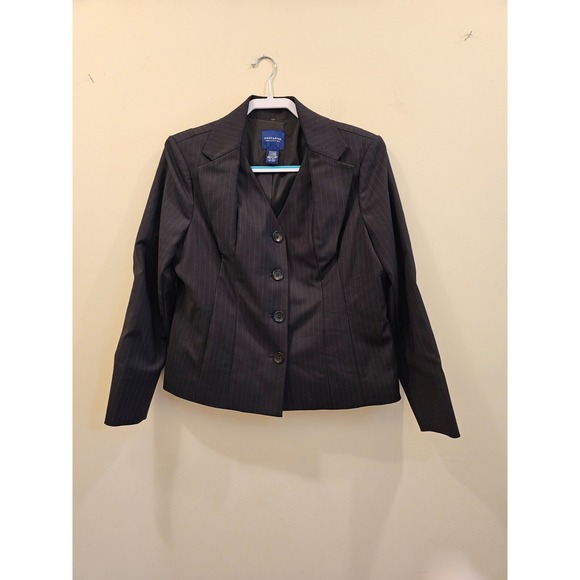 Doncaster Collection Jackets & Blazers - Doncaster Collection Blazer 16P Black Pinstripe Button Front Professional NWT